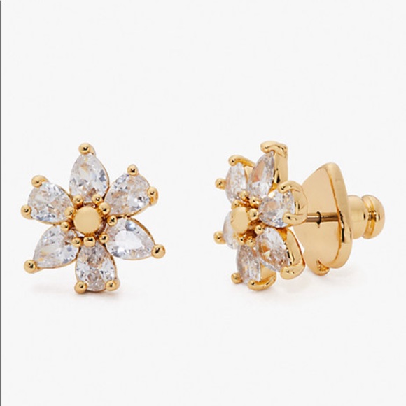 $48 Kate Spade first bloom stud earrings clear / gold - Picture 1 of 7